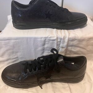 NEVER WORN! Jamie Platt Black Leather Converse